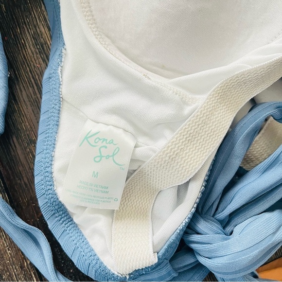 Kona Sol sage Blue ribbed cut out one piece Swimsuit - Picture 5 of 5